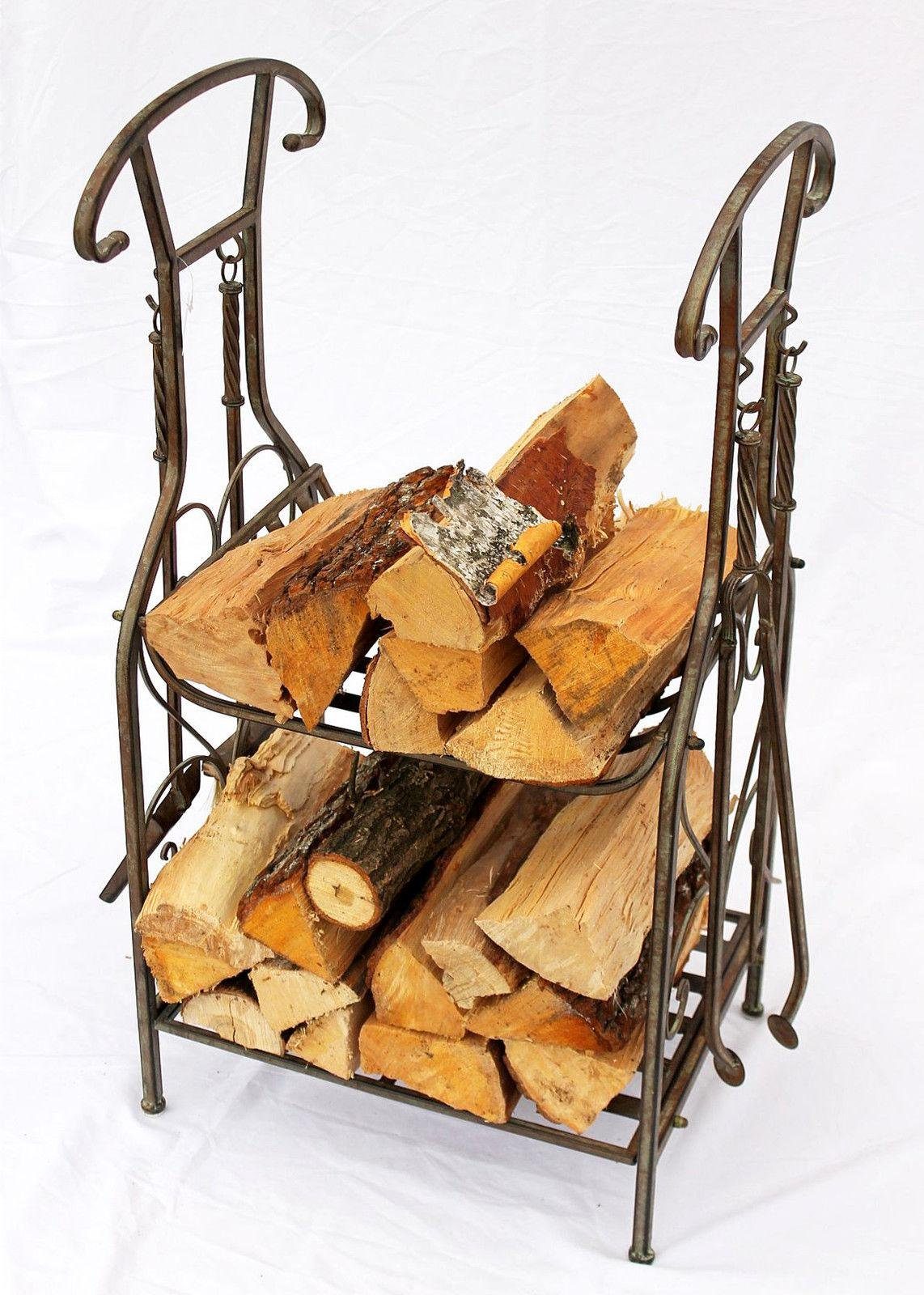 DanDiBo Kaminholzregal Kaminholzregal mit Kaminbesteck 130007 Kaminholzständer 94 cm Holzkorb Kaminset