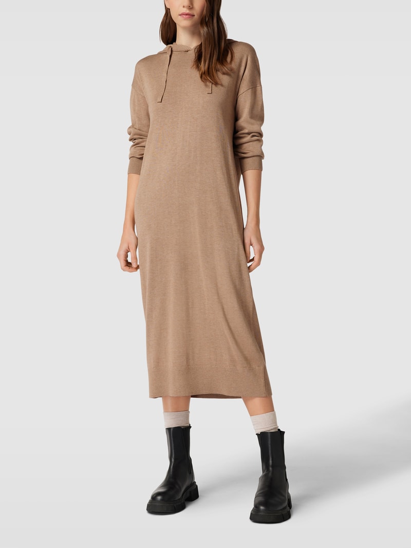 Sweatkleid mit Kapuze in sand meliert