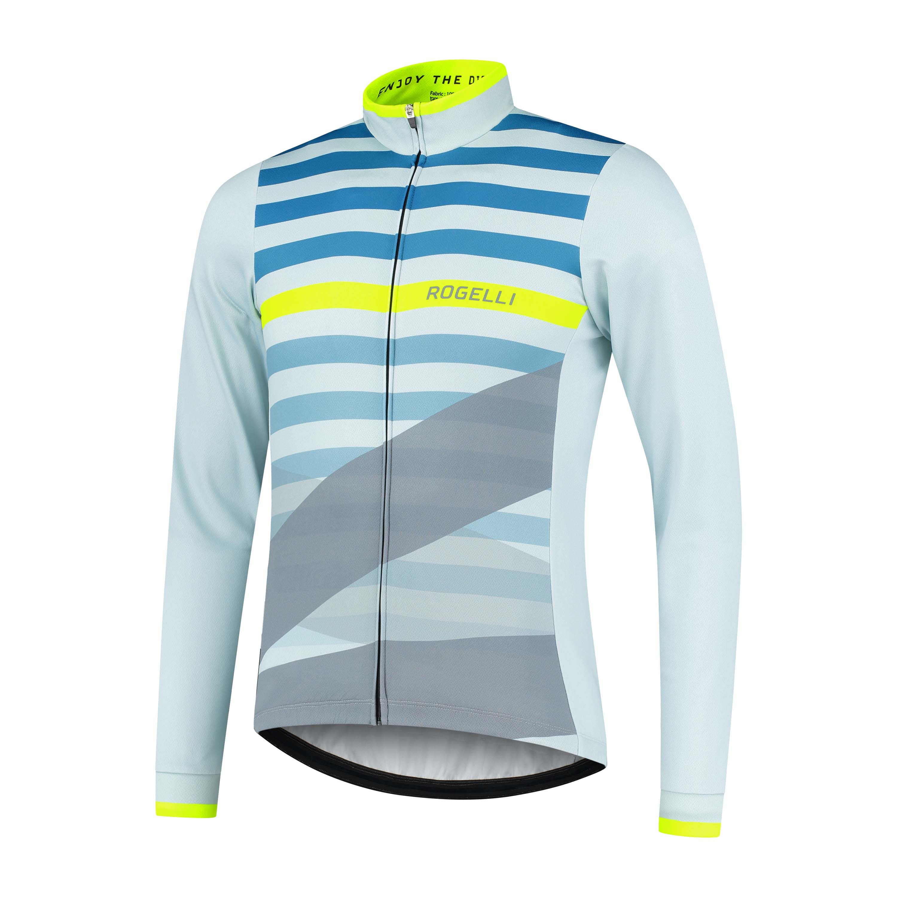 Rogelli Stripe Grau/Grün Herren Radtrikot Langarm