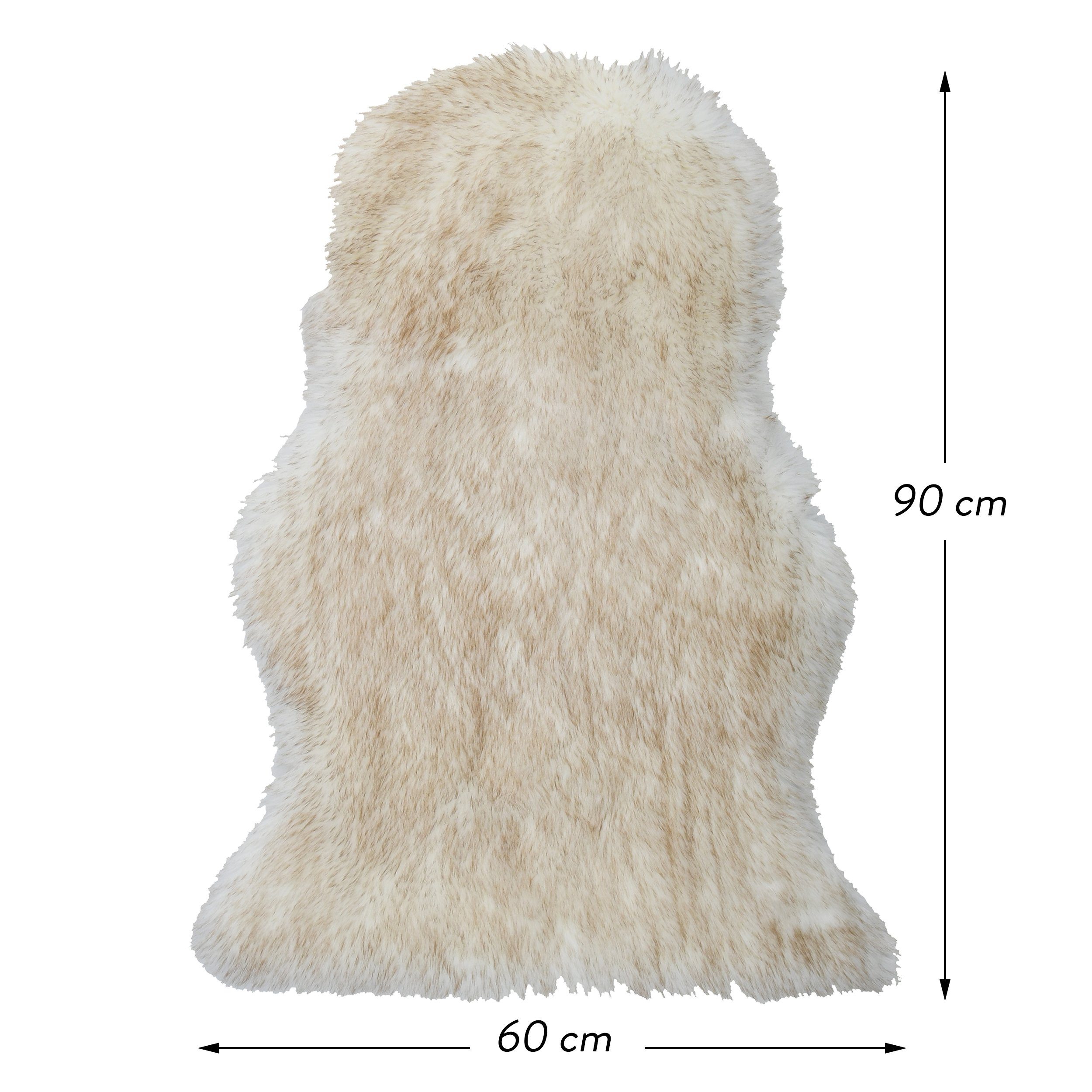 Fellteppich LISA, spirella, Lammfell-Optik, Höhe: 45 mm, Vorleger in Longhair Fell-Optik, 50% Polyester 50% Acryl, 90x60 cm