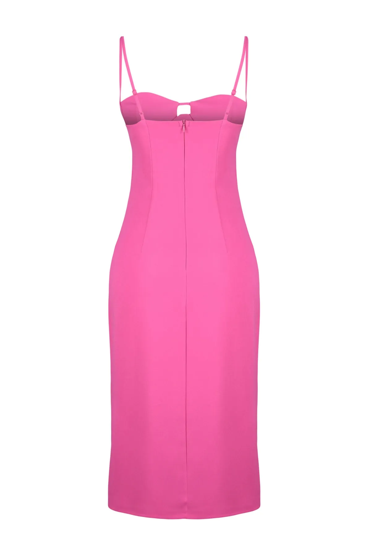 Trendyol Collection  Tailliertes Abendkleid in Fuchsia mit gewebtem Fenster/Ausschnittdetail TPRSS23EL00223