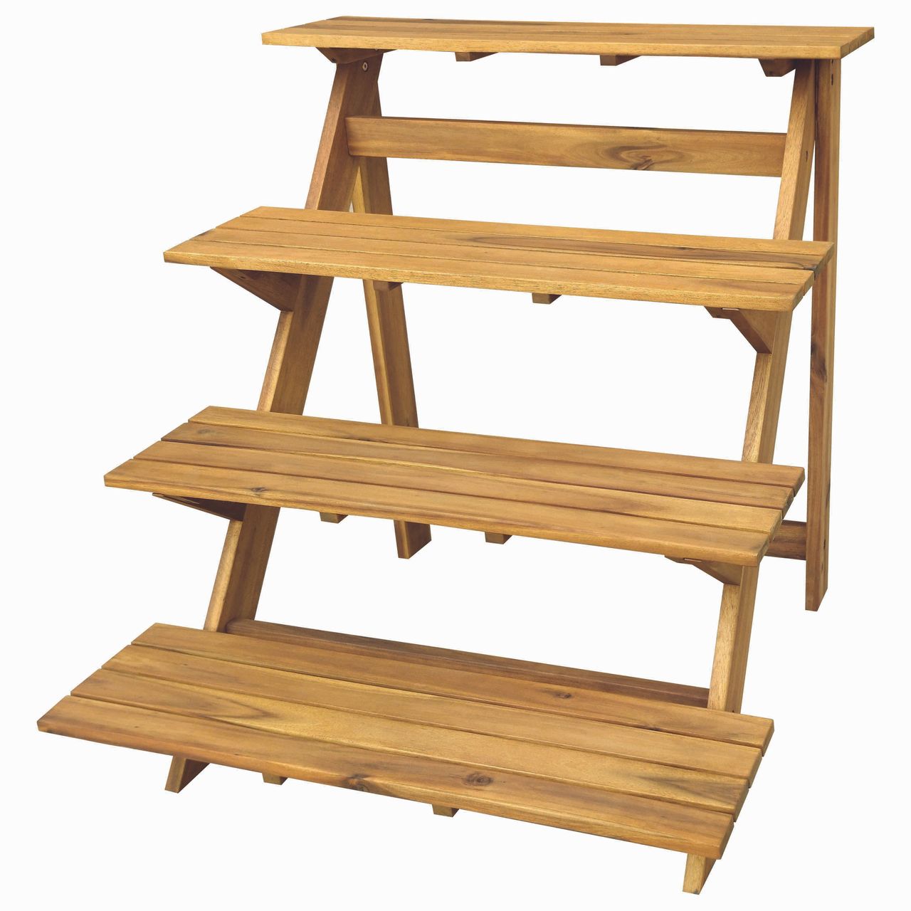 Hardin 1fachgut Klappbares Pflanzenregal Treppenregal Blumentreppe mit 4 Ablagen Klappbar FSC braun