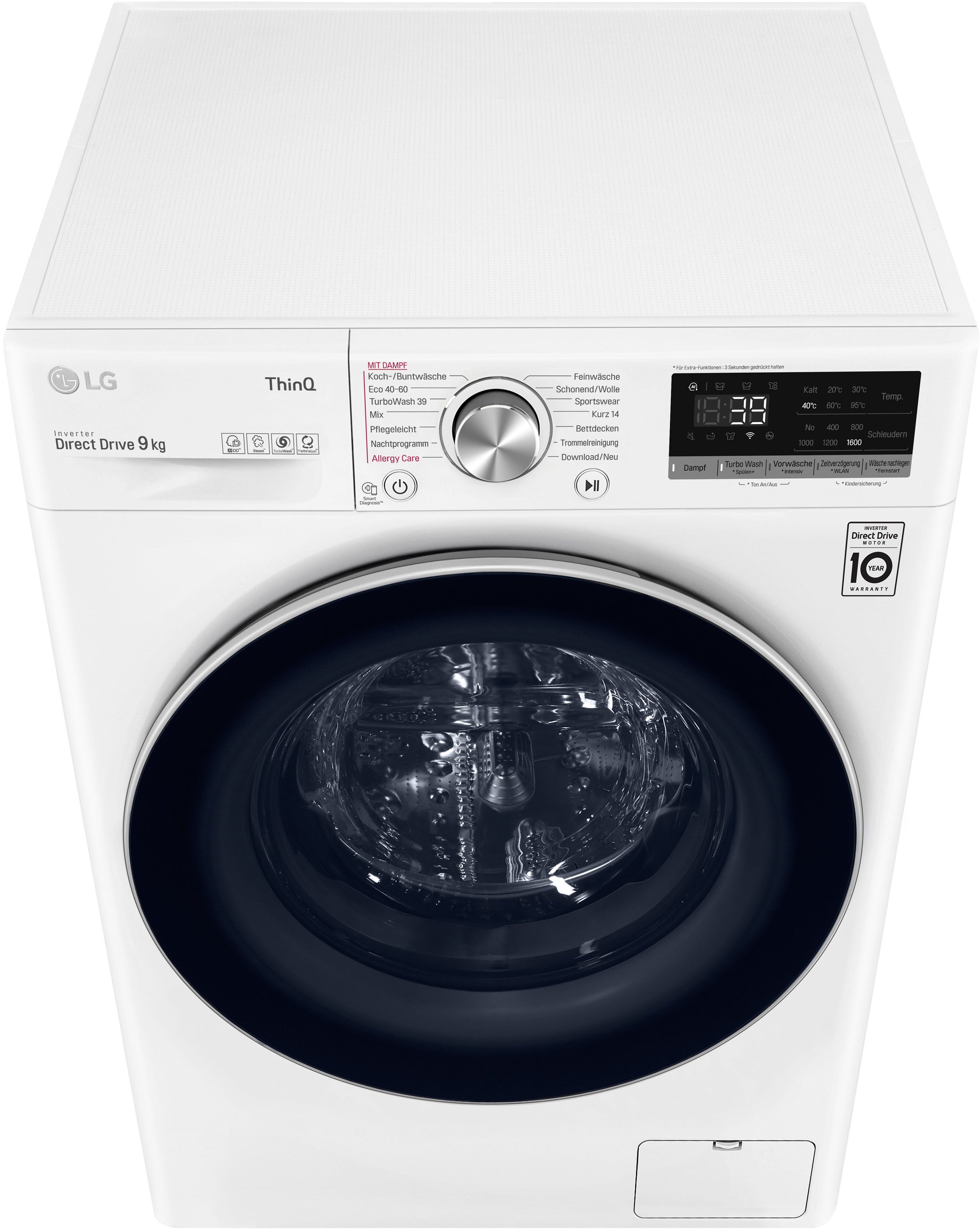 LG Waschmaschine F6WV709P1, 9 kg, 1600 U/min, TurboWash® - Waschen in nur 39 Minuten