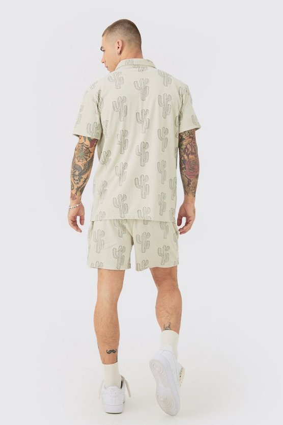 Towelling Cactus Shirt & Short Set