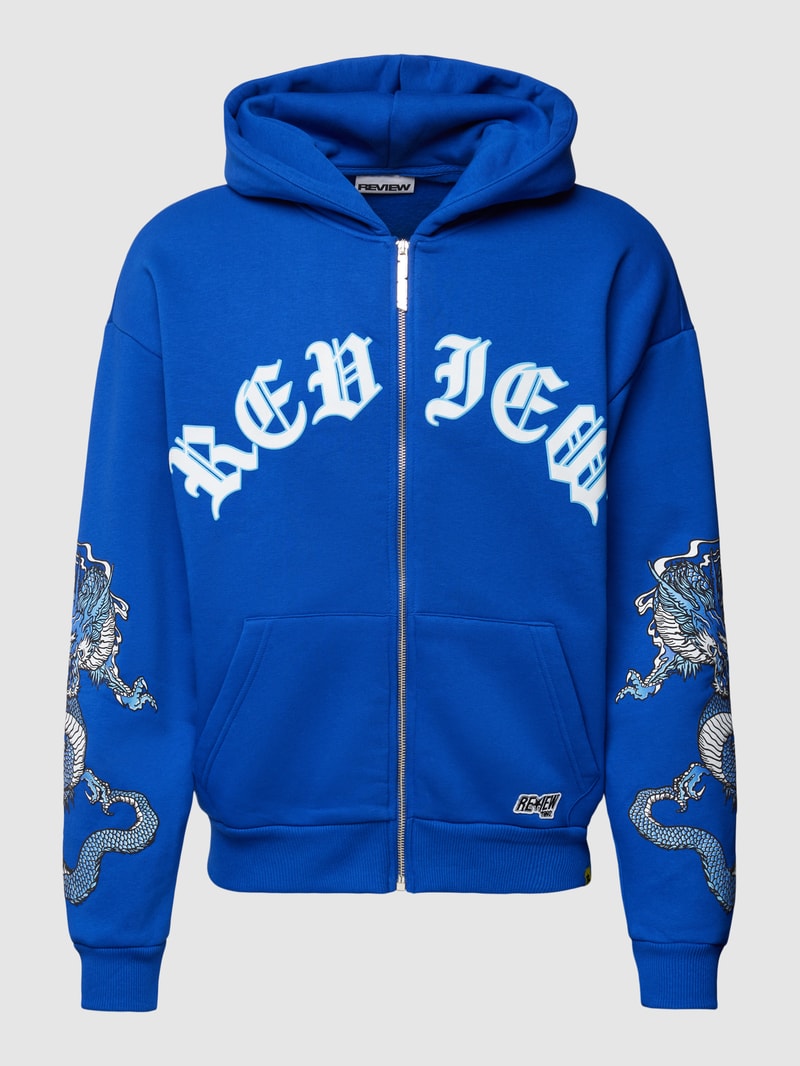 Sweatjacke mit Motiv-Print in royalblau