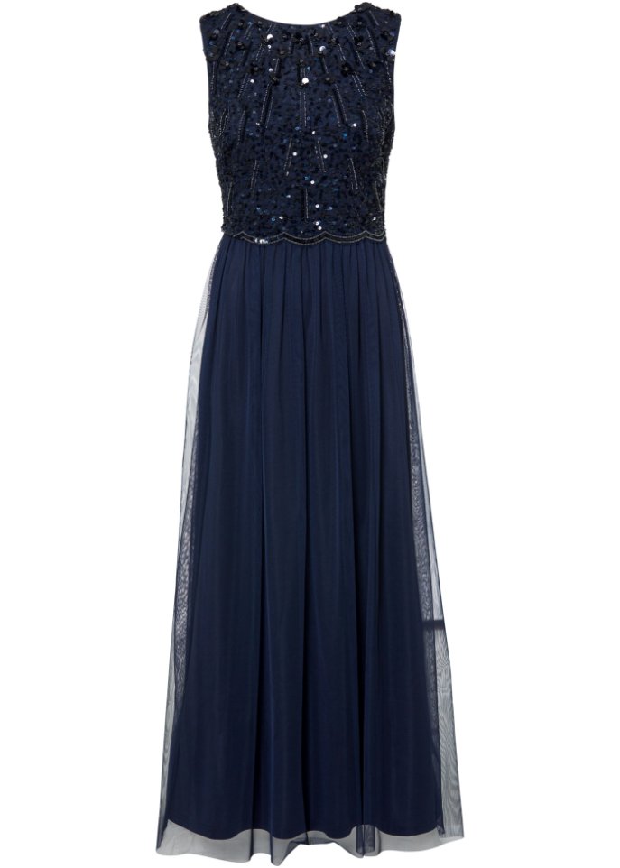 Maxikleid mit Perlen-Applikation