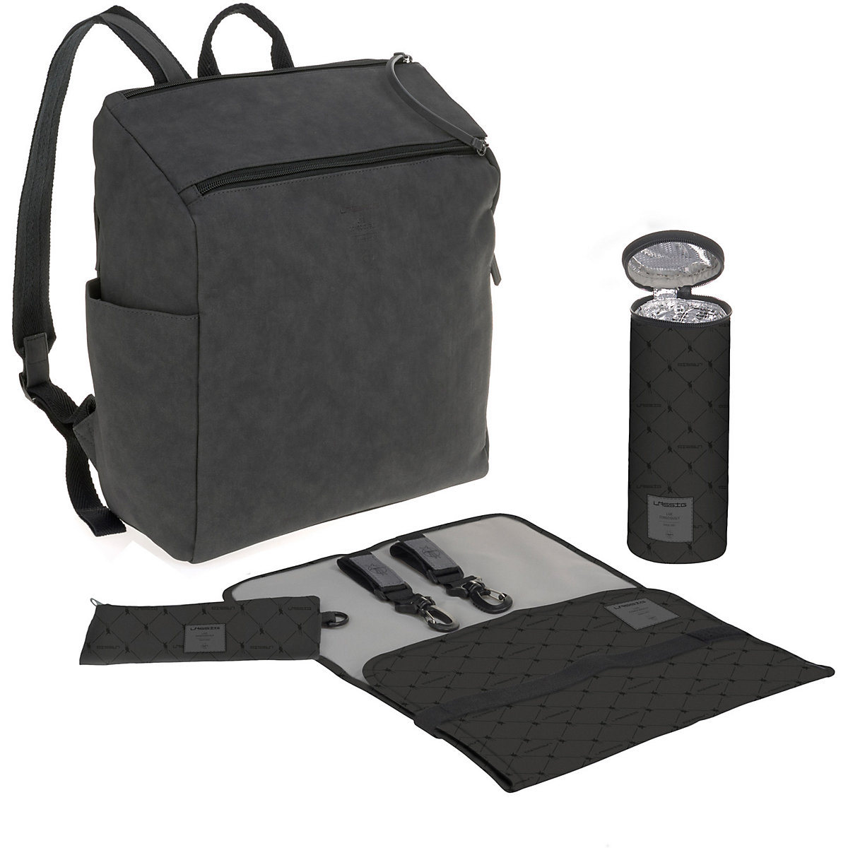 Wickelrucksack Tender vegan anthrazit, inkl. Zubehör & Wickelunterlage