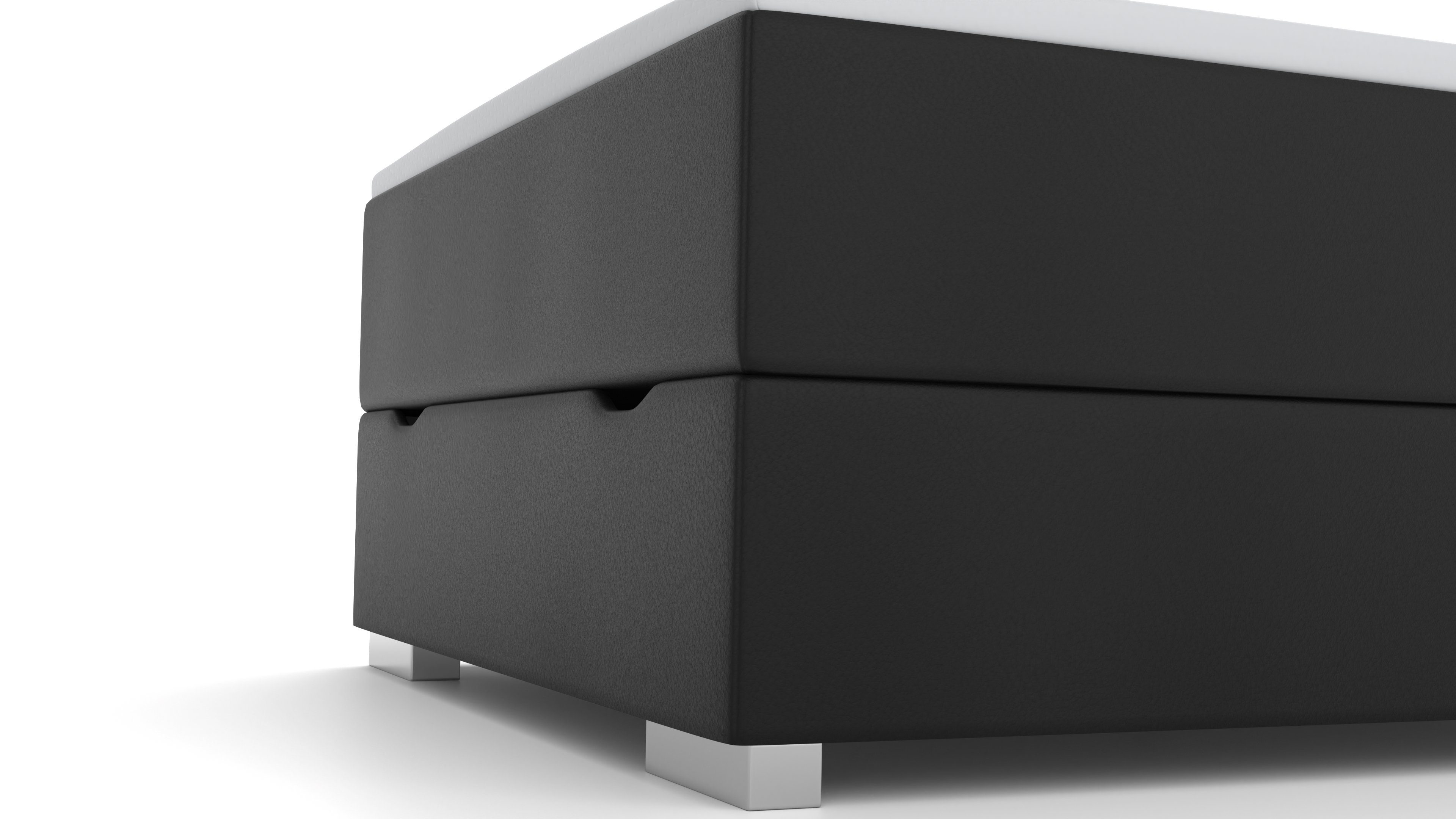 wonello Boxspringbett Modesto, inkl. LED-Beleuchtung, Bettkasten, 2x USB-Anschluss und Topper