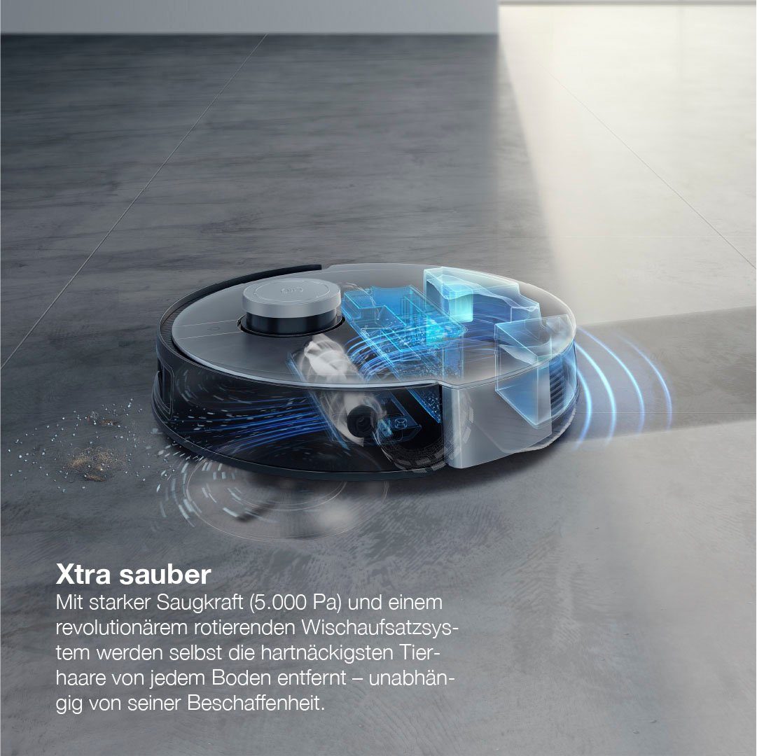 ECOVACS Nass-Trocken-Saugroboter DEEBOT X1 PLUS, 1000 W, 5000PA, DToF-Laser, AIVI 3.0, Absaugstation, YIKO, Schwarz/Silber