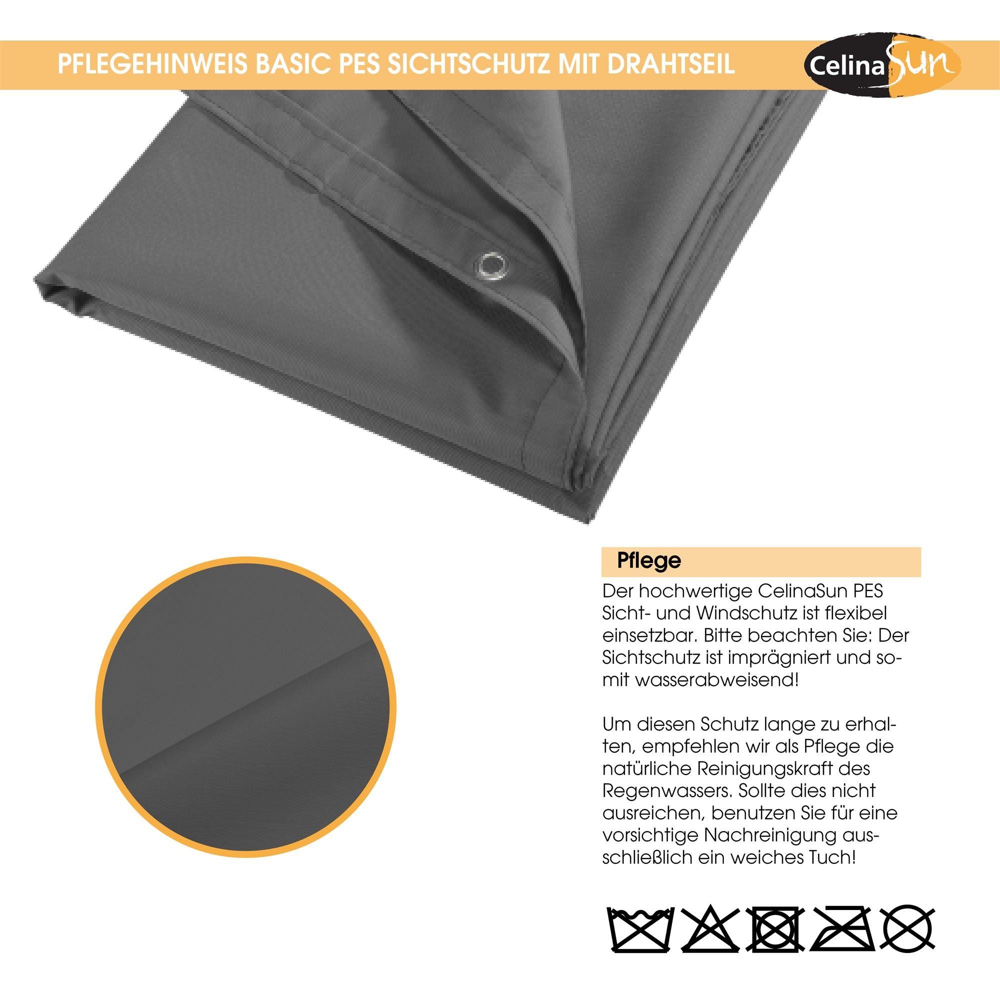 CelinaSun Balkonsichtschutz Seitenmarkise vertikal BASIC PES mit Drahtseil 2,30x1,40m sandbeige