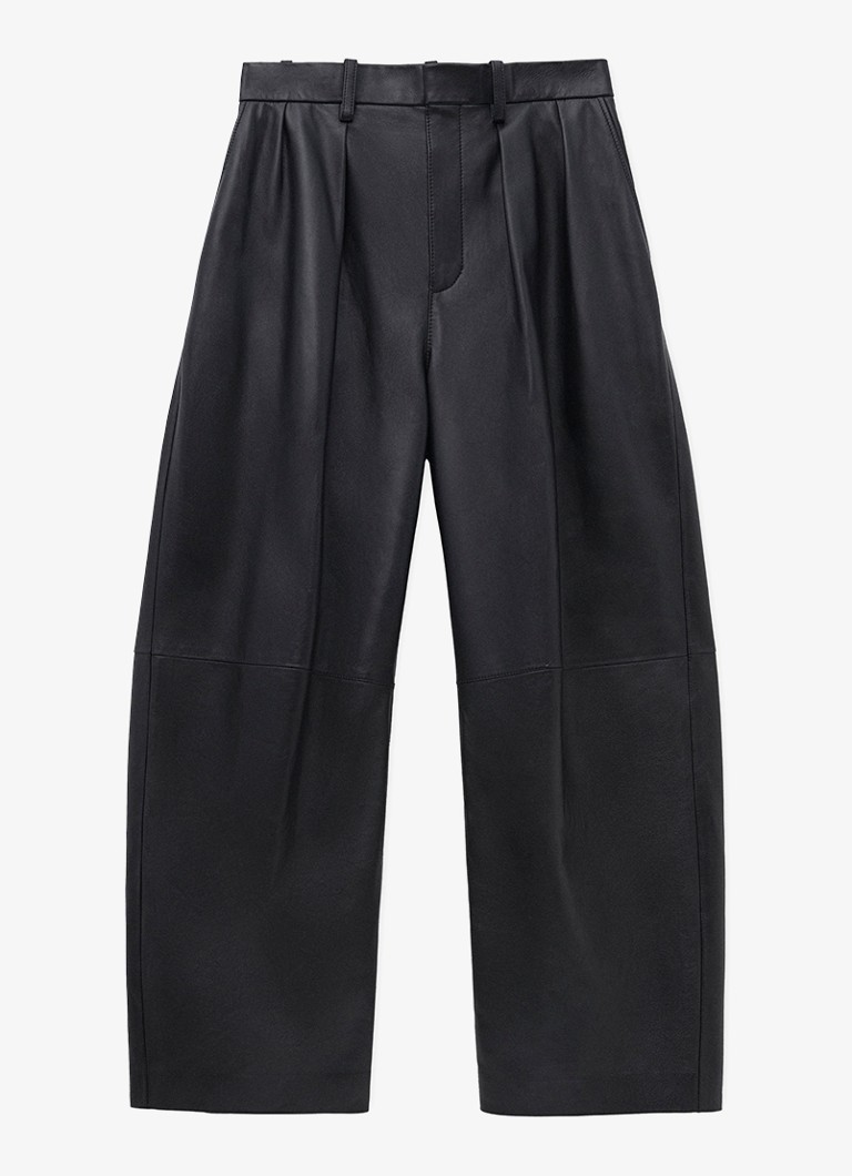 Pantaloni LOEWE din piele de miel, talie medie, picior lat