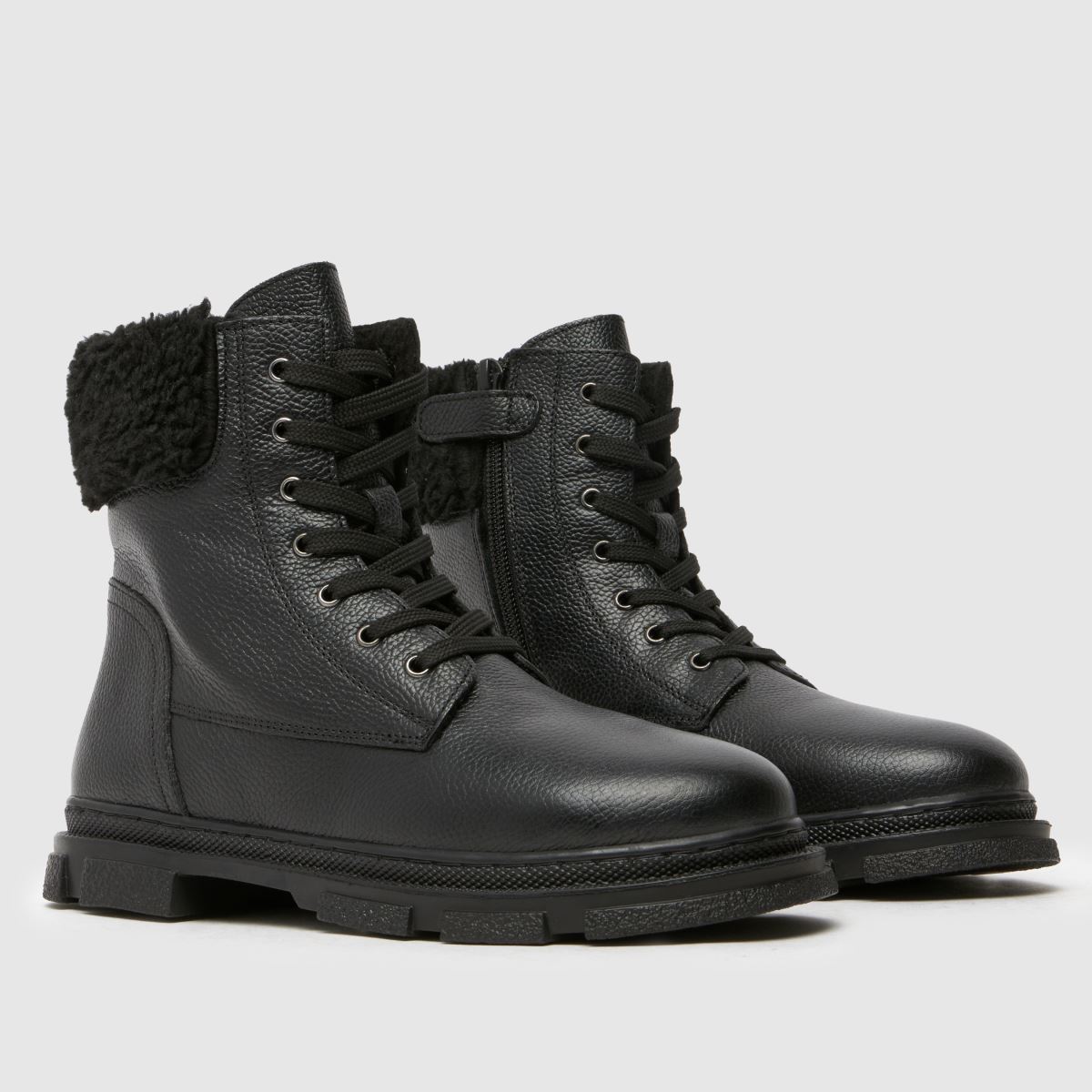 schuh svarta charley läderpäls flickor junior stövlar