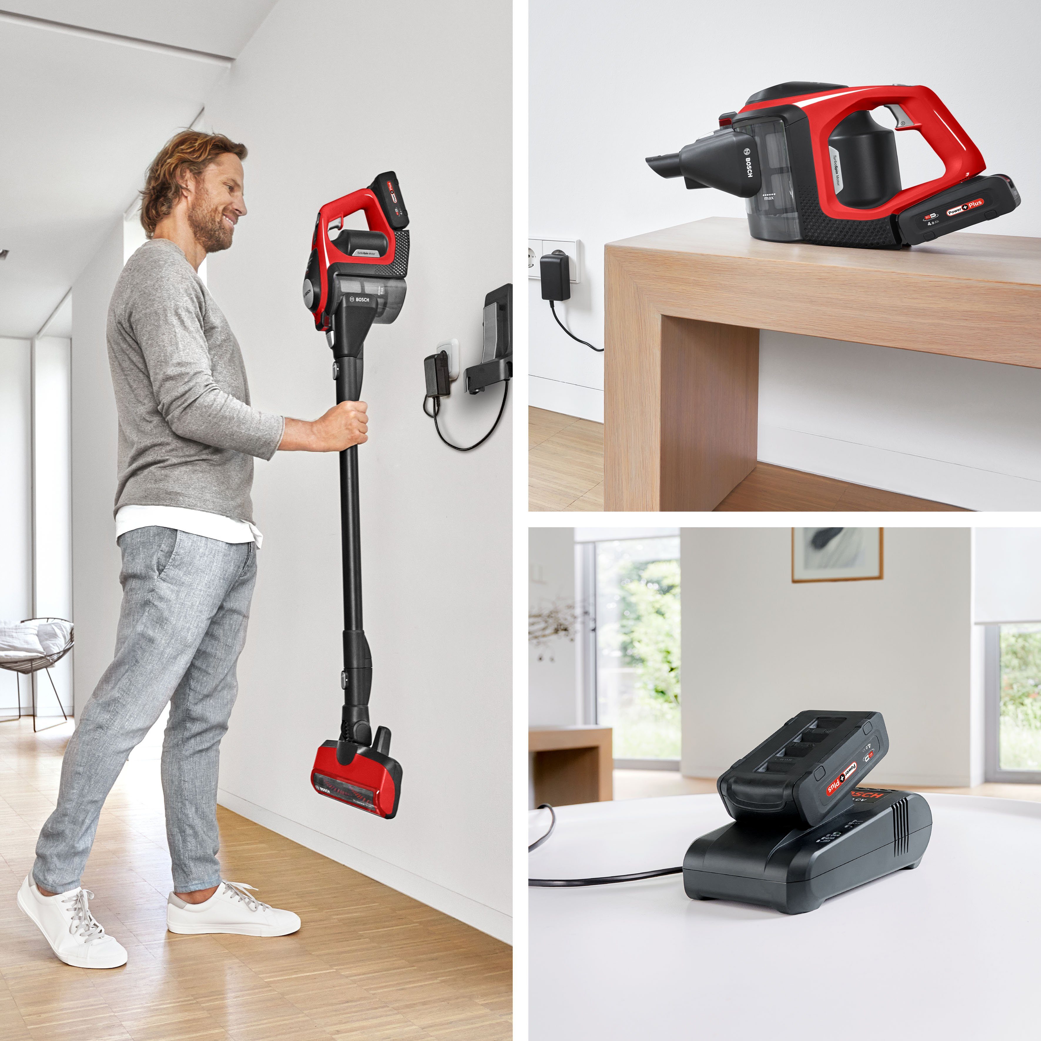 BOSCH Akku-Stielstaubsauger BCS8224PET Unlimited Serie 8 Gen2, beutellos, Ideal für Haustierbesitzer, rot/schwarz