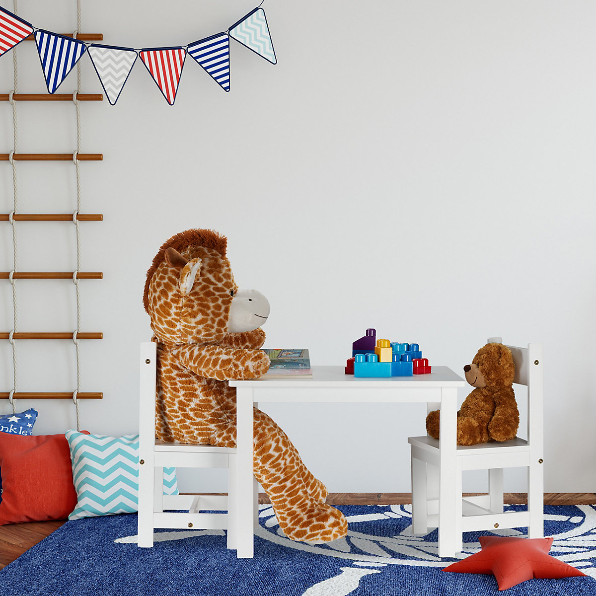 Kindersitzgruppe weiß mit 2 Stühlen