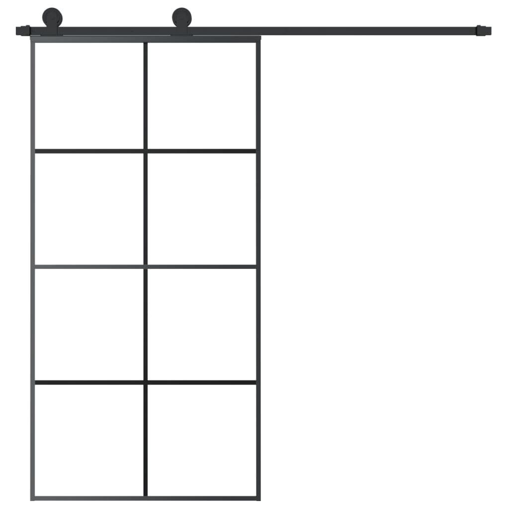 vidaXL Haustür Schiebetür mit Beschlag 102,5x205 cm ESG-Glas & Aluminium (1-St)