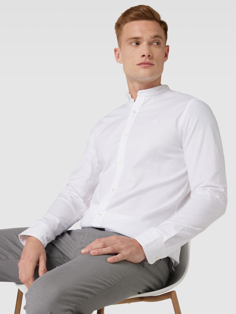 Freizeithemd mit Label-Stitching in weiß