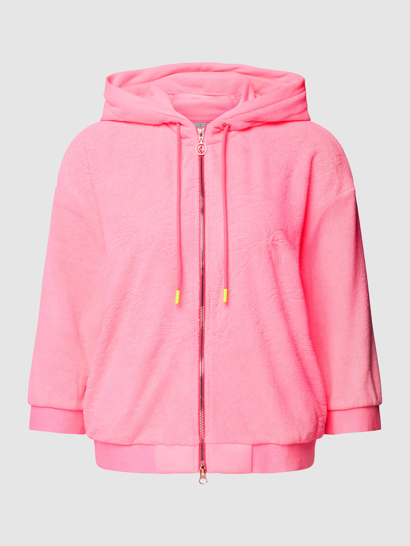 Sweatjacke mit Kapuze Modell 'LUSHY' in neon pink