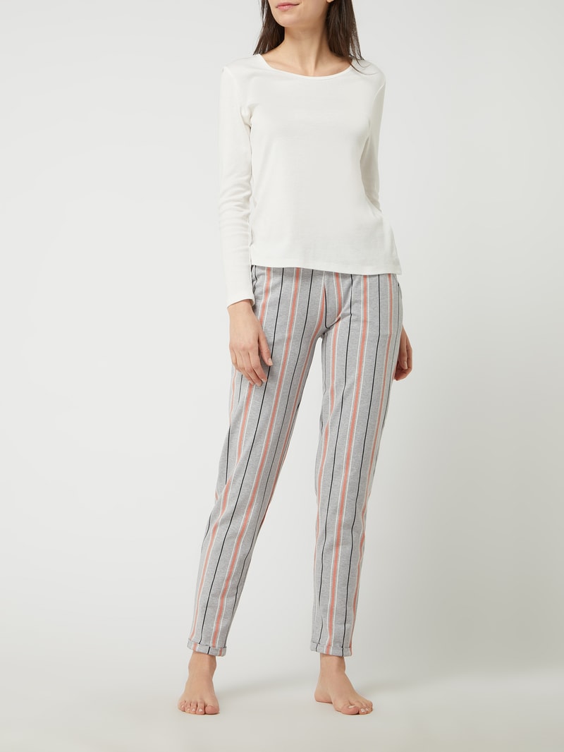 Lounge-Hose mit Allover-Muster in hellgrau