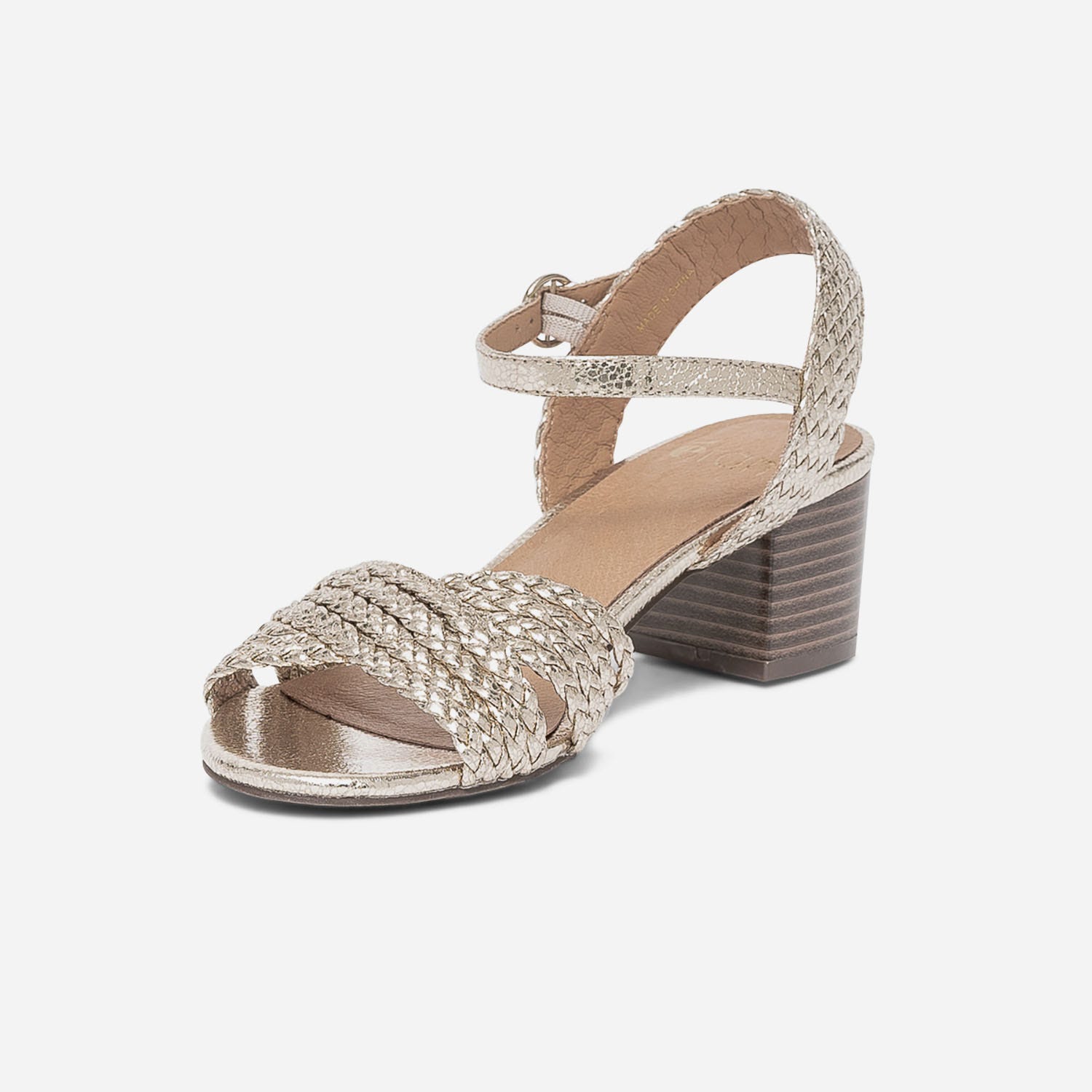 Sandale dorée éco-conçue à brides tressées