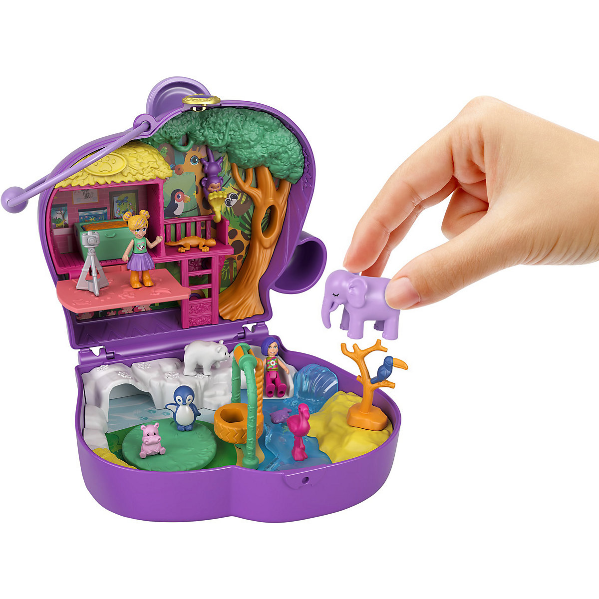 Polly Pocket Elefantenabenteuer Schatulle mit 2 Puppen und 5 Überraschungen