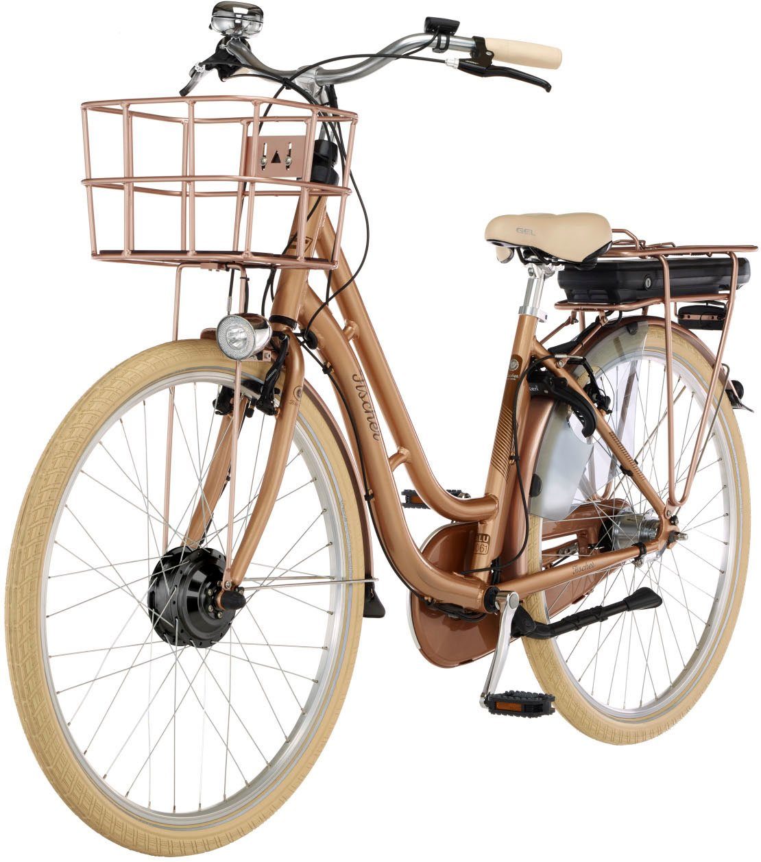 FISCHER Fahrrad E-Bike CITA RETRO 2.2 522, 7 Gang Shimano Nexus Schaltwerk, Nabenschaltung, Frontmotor, 522 Wh Akku, (mit Fahrradschloss)