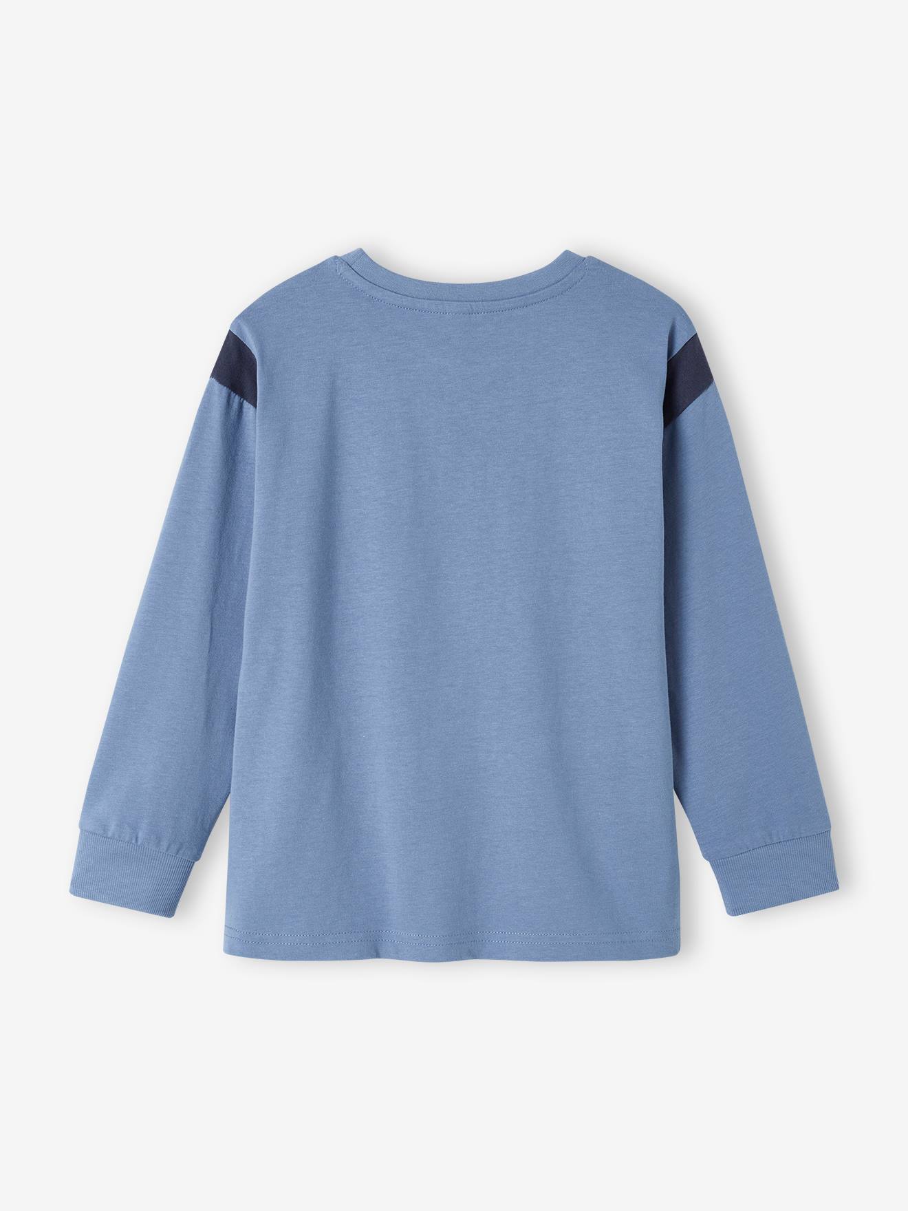Tee-shirt motif mascotte graffitis garçon bleu chambray