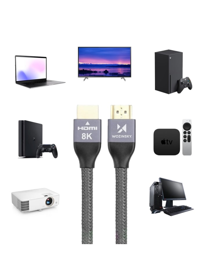 Wozinsky HDMI 2.1 8K 60 Hz 48 Gbps / 4K 120 Hz / 2K 144 Hz Silber 3m in Silber günstig kaufen onesize