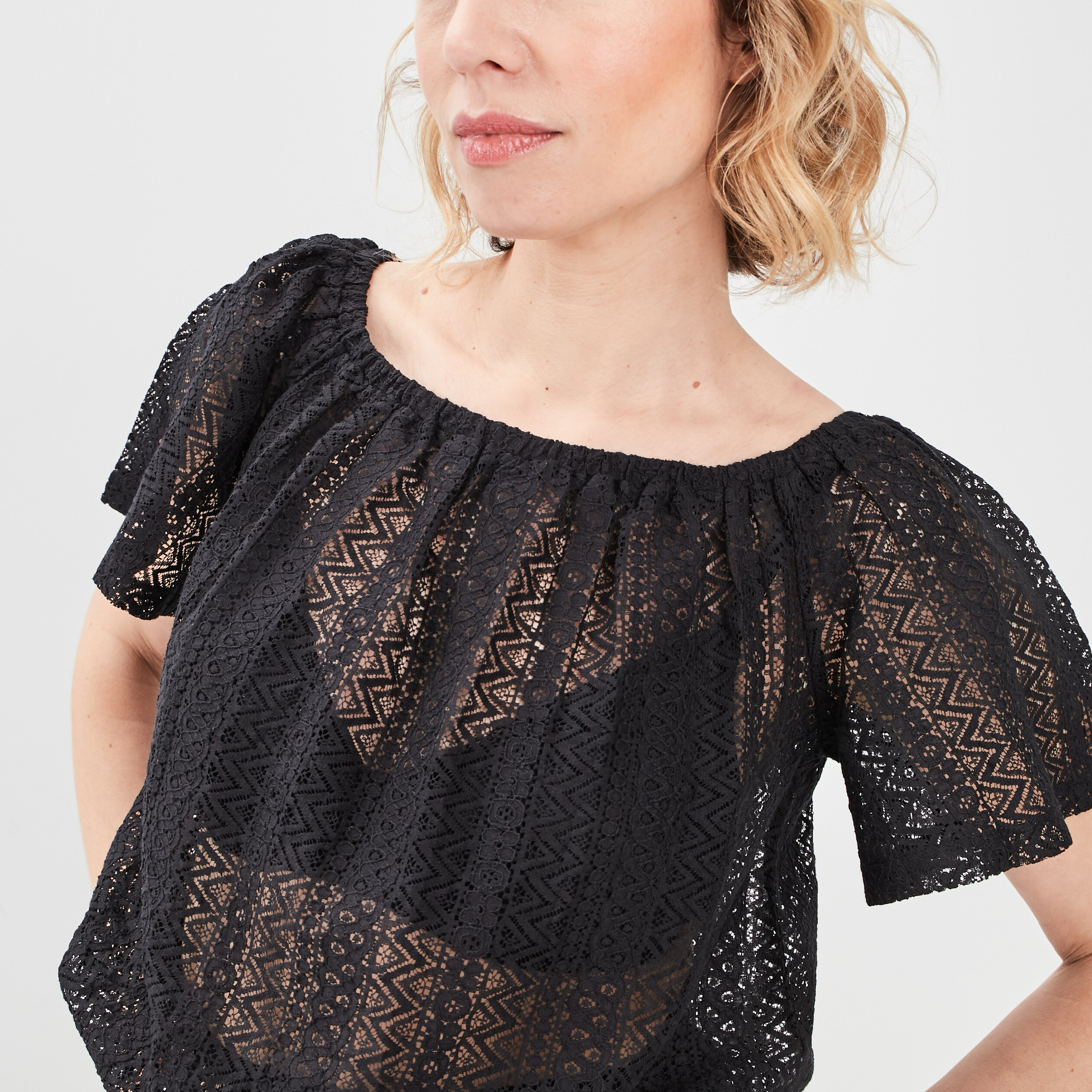 T-shirt manches courtes noir femme | La Halle