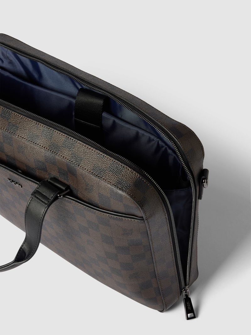 Laptoptasche mit Allover-Muster Modell 'cortina' in dunkelbraun