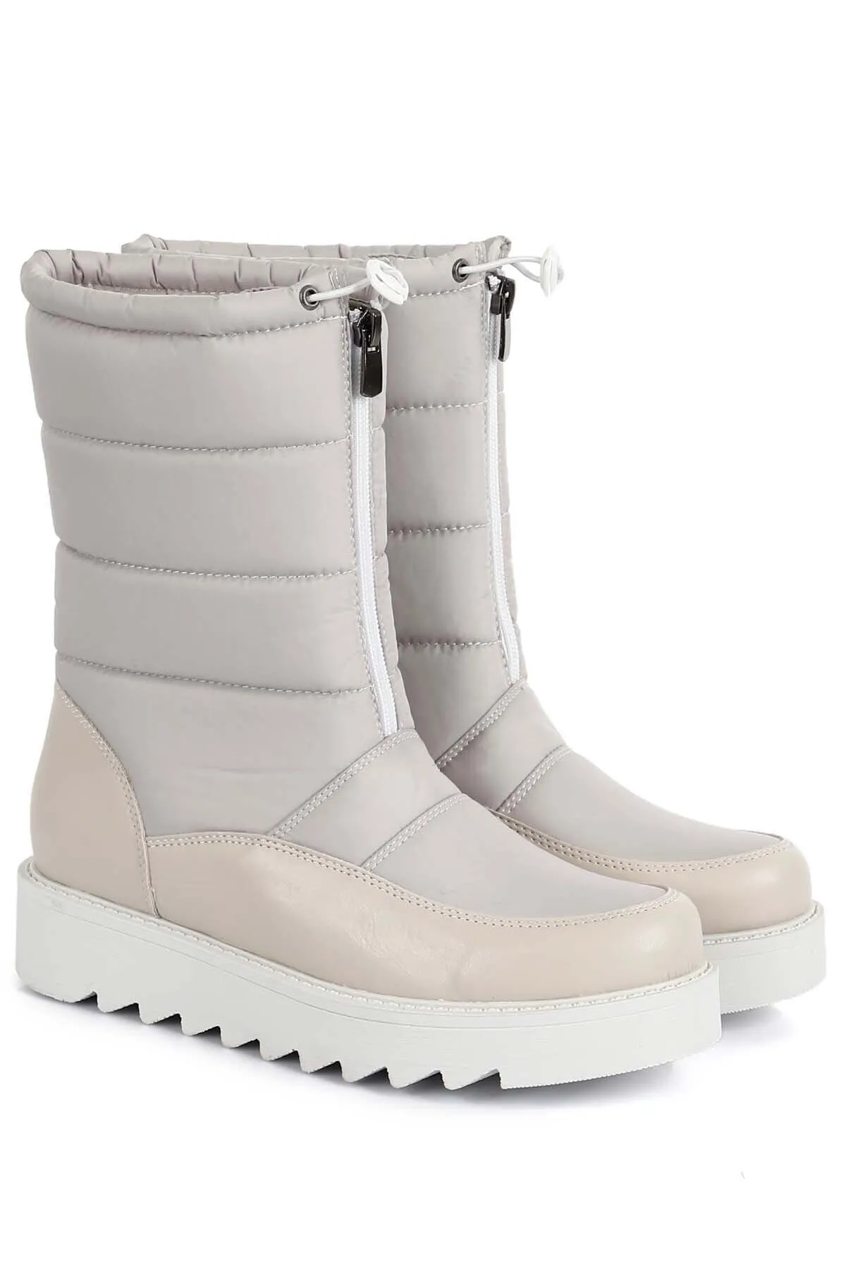 GÖNDERİ(R)  Beige Damen-Schneestiefel mit runder Spitze 06404