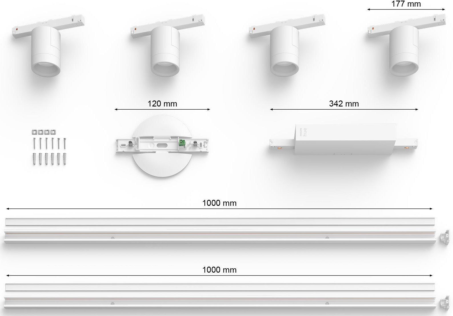 Philips Hue LED Deckenleuchte Perifo, Dimmer, LED fest integriert, Farbwechsler, Schienensystem