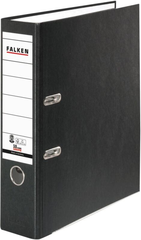 Falken Ordner DIN A4 80 mm Schwarz 2 Ringe 11285558 Pappkarton, PP (Polypropylen)