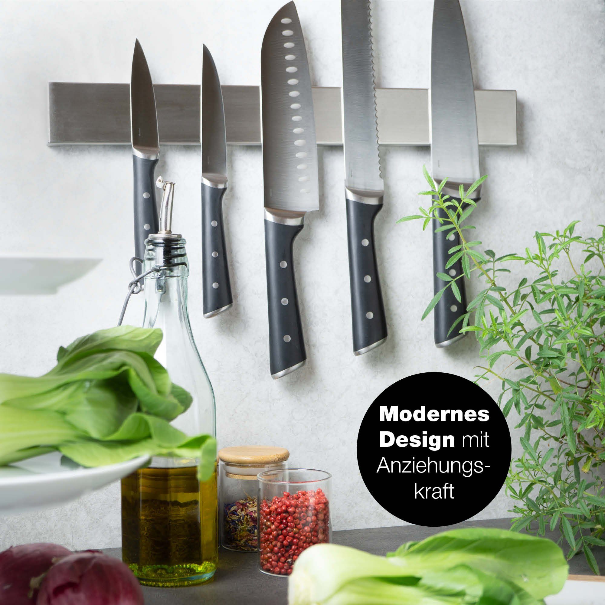 Moritz & Moritz Magnet-Messerblock Magnetleiste für Messer - Messerhalterung (1tlg), Edelstahl 40 cm