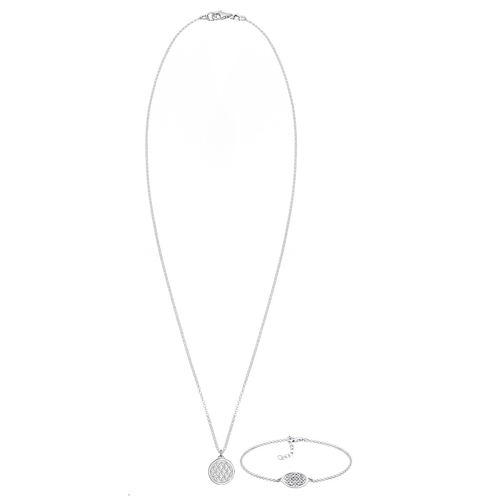 Elli Elli Ensemble de Bijoux Femmes Fleur de vie pendentif set en argent sterling 925 Bijoux