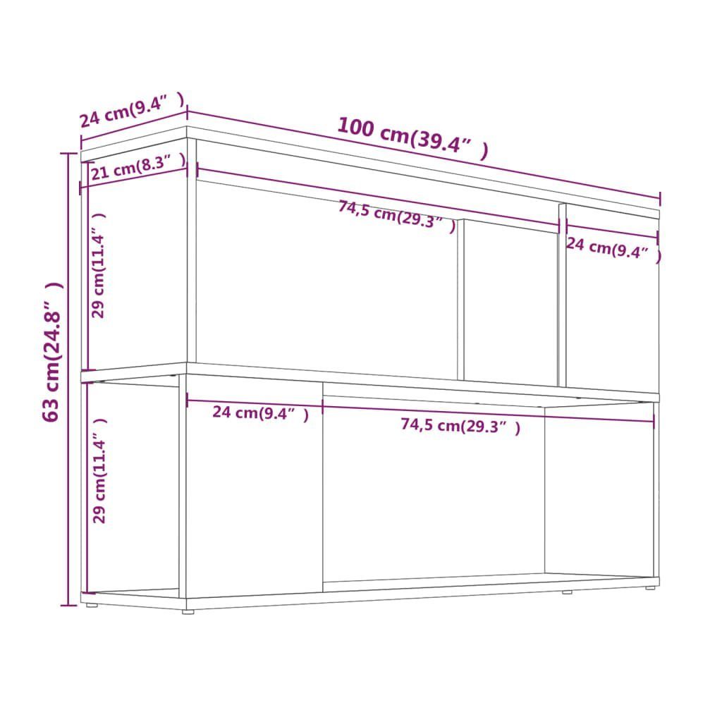 vidaXL Bücherregal Bücherregal Räuchereiche 100x24x63 cm Holzwerkstoff, 1-tlg.