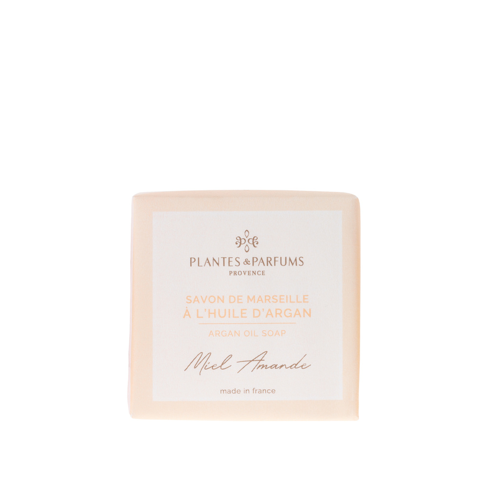 Plantes et Parfums Savon de Marseille à l'Huile d'Argan- Miel Amande Savon de Marseille