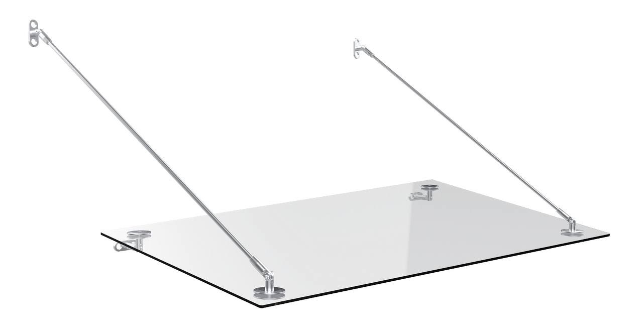Powertec Garden Glas Vordach mit Edelstahl ca. 140x90cm