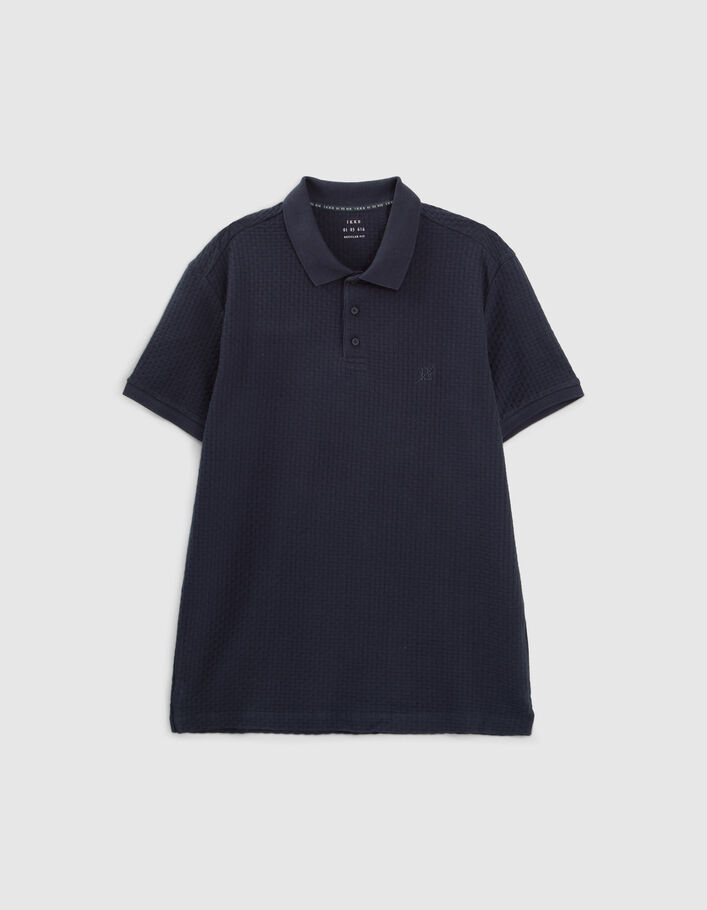 Polo marine relief effet tressé Homme
