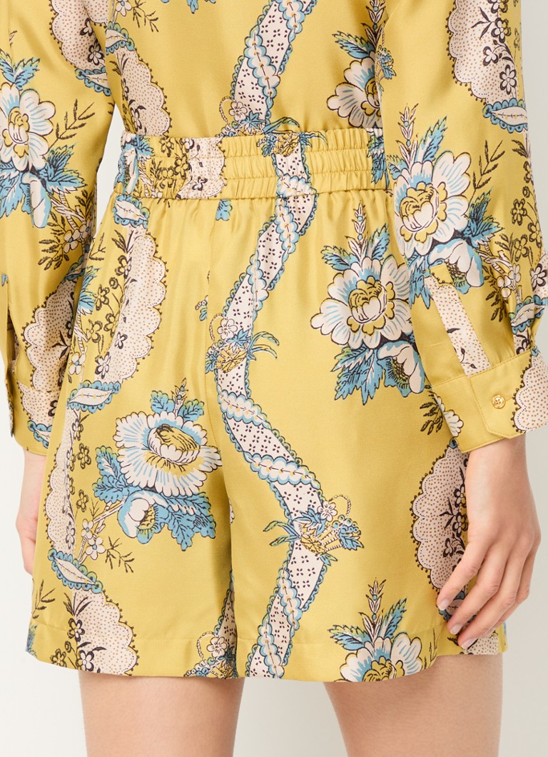 MaxMara Tracia high waist wide fit silk shorts with floral print