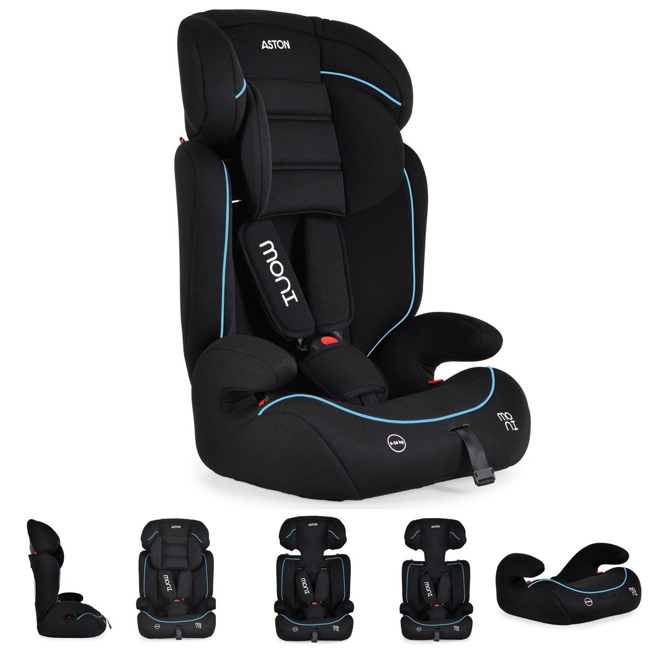 Moni Autokindersitz Kindersitz Aston Gruppe 1/2/3, bis: 36 kg, (9-36 kg) Kopfstütze verstellbar, ab 9 Monate