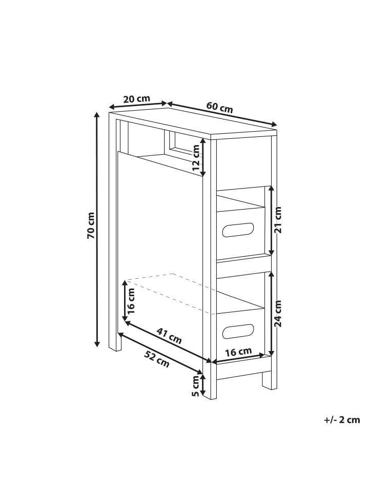 Beliani Badezimmerschrank CACHI in Weiß/Grau - (W) 20 x (H) 70 x (L) 60 cm günstig kaufen onesize