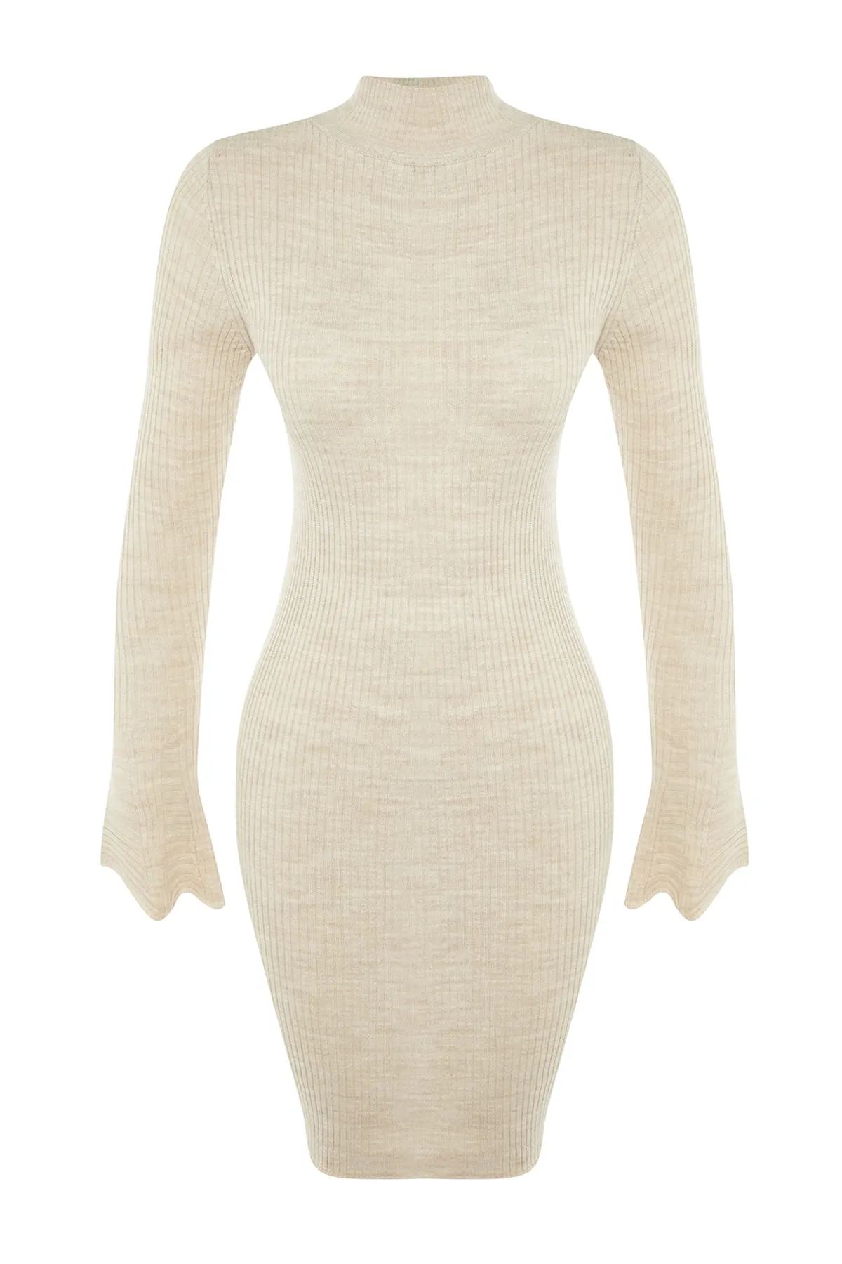 Trendyol Collection  Beige Beige figurbetontes Mini-Strick-Basic-Kleid TWOAW23EL01415 Kleid TWOAW23EL01415