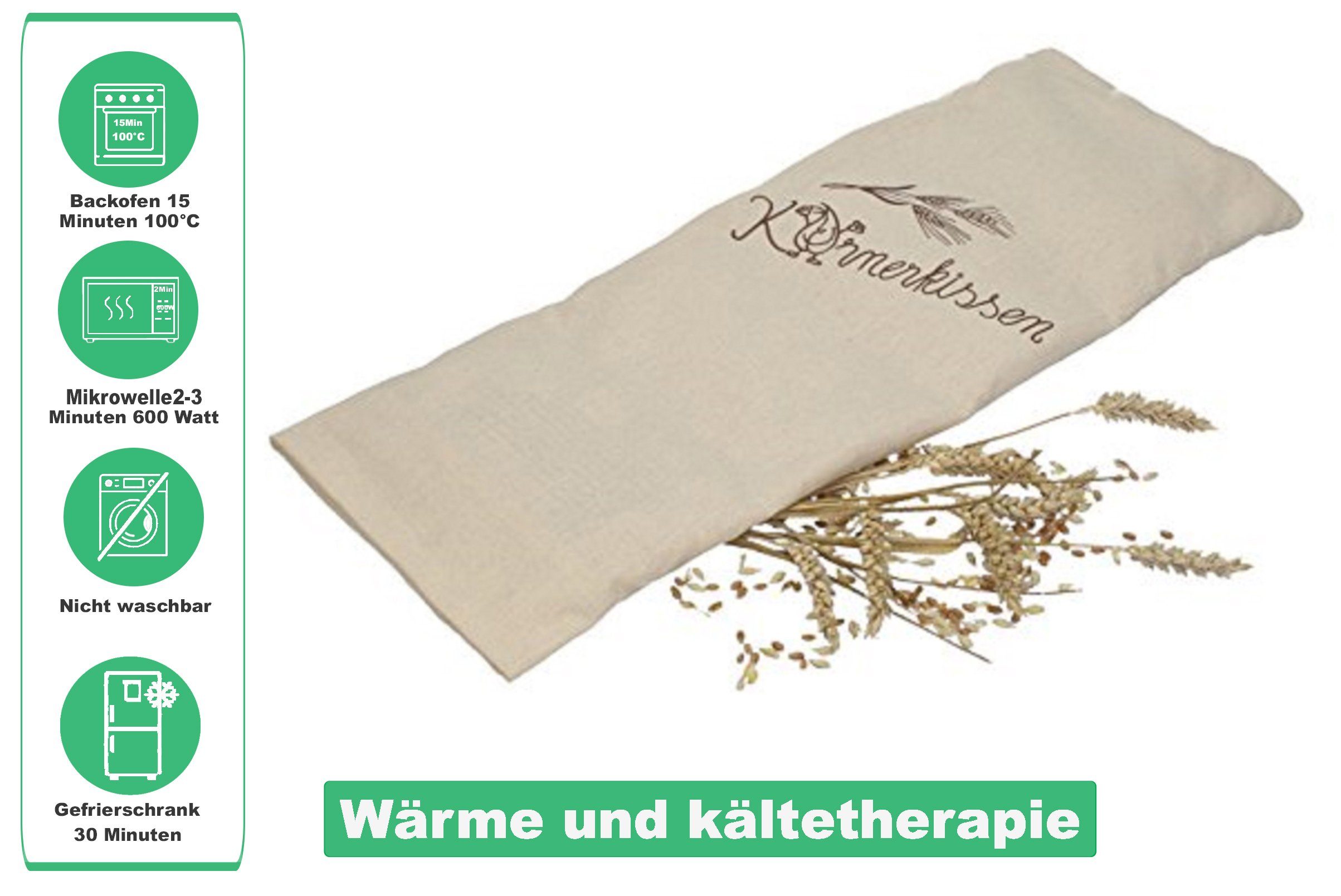 Dinkelkörnerkissen Körnerkissen Wärmekissen Nackenkissen Farbe: Beige Größe: 20 x 50 cm, Betz, Füllung: Körner, Bezug: mit Bezug, kein Set
