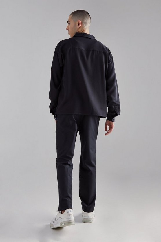 Kastiges Twill Hemd mit verdeckter Knopfleiste