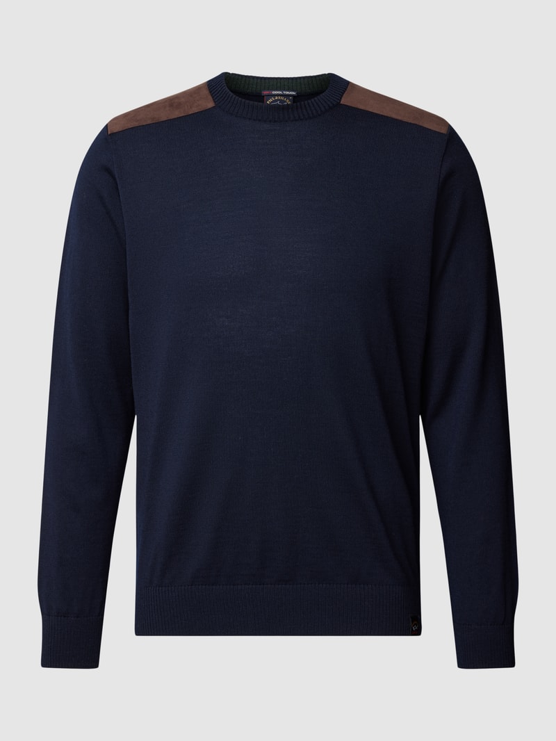 Strickpullover mit Kontraststreifen in marineblau