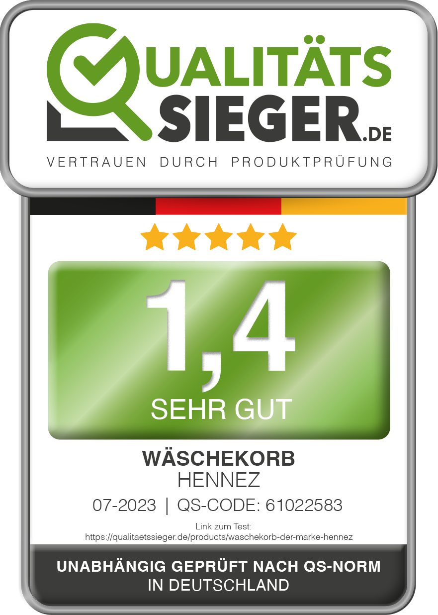 HENNEZ Wäschekorb 140 L mit Deckel, 2 Fächer (inkl. 2 herausnehmbare Wäschesäcke), Wäschesammler schmal 57 x 38 x 67 cm (L x B x H)