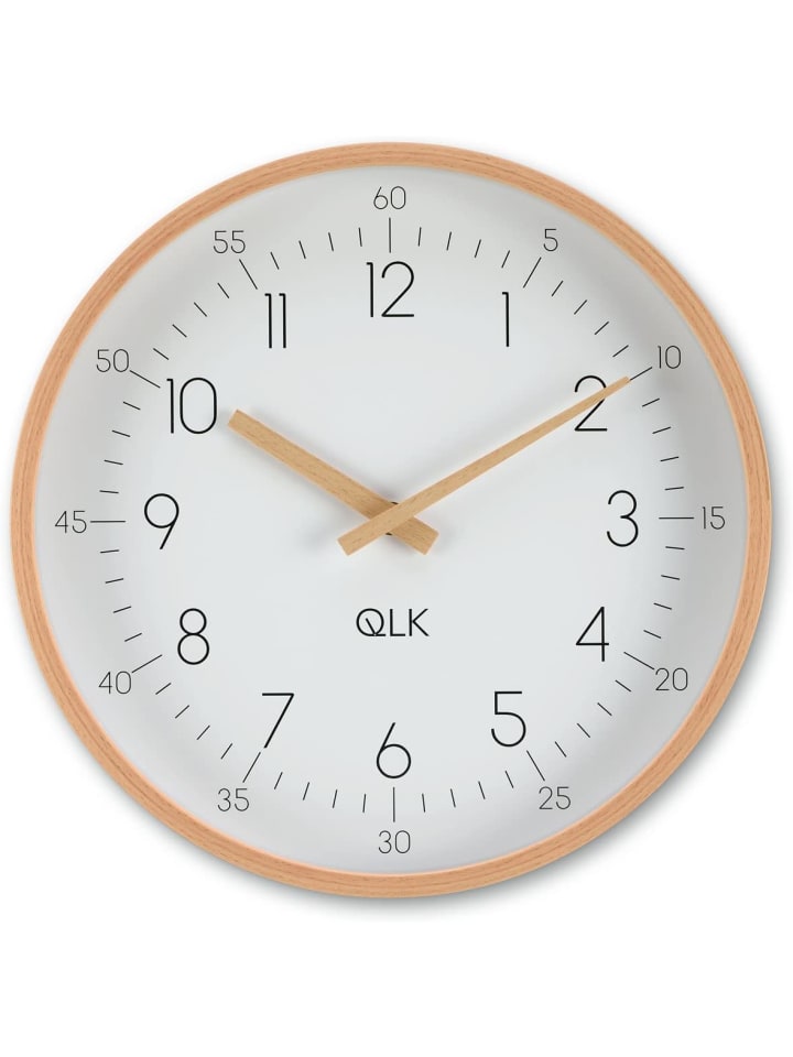 COFI 1453 Wanduhr mit Holzrahmen und Zeigern Ø31cm in Weiß günstig kaufen onesize