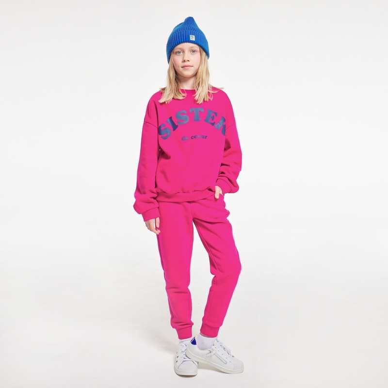 Sweat-shirt à message rose fille