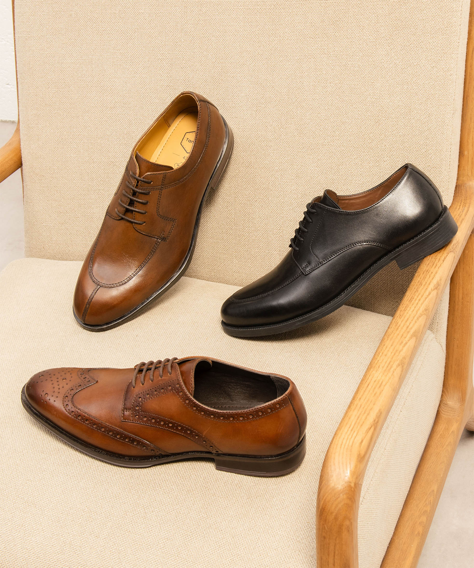 Derbies homme dessus en cuir uni à lacets cirés - Taneo marron | GEMO