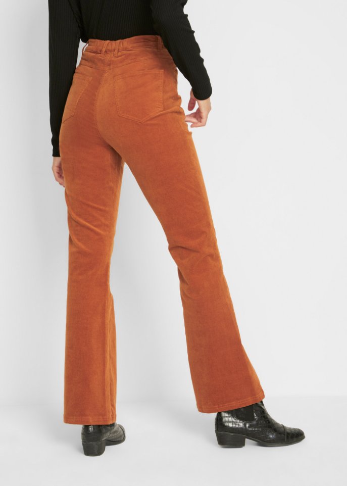 Stretch-Cord-Schlaghose mit High-Waist-Bequembund